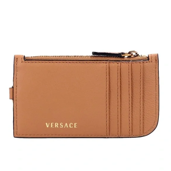 Versace unisex La Medusa caramel Vitello keychain card holder wallet charm NEW - Picture 3 of 11